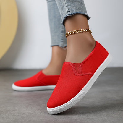 Unisex Solid Color Casual Shoes, Comfortable Round-toed Slip-on Shoes, Women's Flat Shoes, Outdoor Casual Shoes, Versatile Work Footwear, Women Shoes