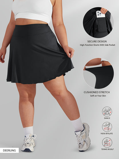 4 Pack Women's Plus Size High Waist Culottes - Flattering A-Line Silhouette, Non-Slip Waistband & Deep Side Pockets | Skirt-Pants Hybrid for Work, Casual, Date, Travel | Summer Stretchy Mid-Stretch Fabric (Black)