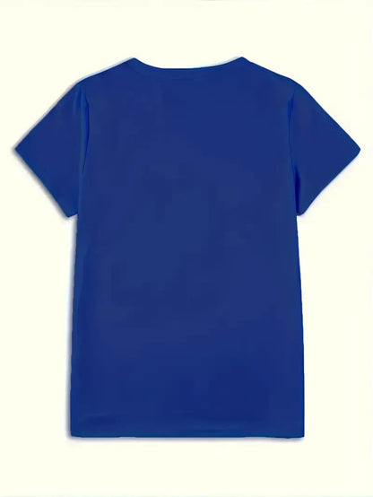 Plus Size, Women's Elegant Full-Body Floral Print T-Shirt - Short Sleeve Crew Neck Blouse, Plus Size Available, All-Season Casual & Dressy Outfits, Machine Washable Elegant Style Top