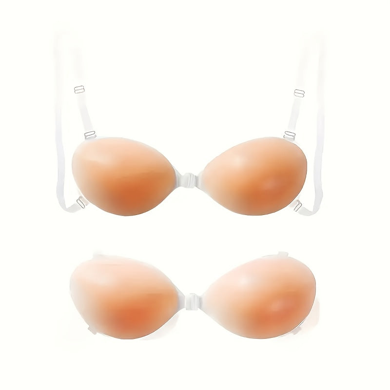 2 Pairs of Elegant Strapless Silicone Bra Pasties with Transparent Adhesive Straps - Seamless, Non-Irritating Design for Backless Outfits, Women’s Gathering Lingerie Accessories, Invisible Bra Alternative | Comfortable Lingerie | Selfadhesive Pasties