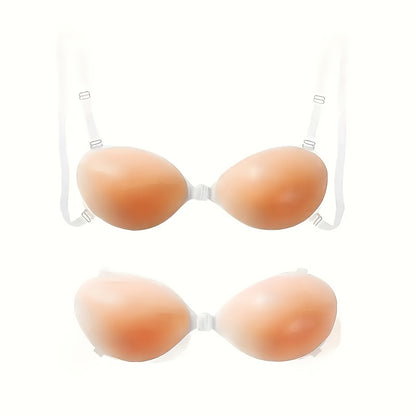 2 Pairs of Elegant Strapless Silicone Bra Pasties with Transparent Adhesive Straps - Seamless, Non-Irritating Design for Backless Outfits, Women’s Gathering Lingerie Accessories, Invisible Bra Alternative | Comfortable Lingerie | Selfadhesive Pasties