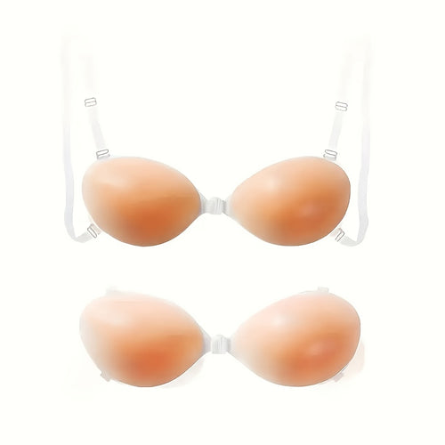 2 Pairs of Elegant Strapless Silicone Bra Pasties with Transparent Adhesive Straps - Seamless, Non-Irritating Design for Backless Outfits, Women’s Gathering Lingerie Accessories, Invisible Bra Alternative | Comfortable Lingerie | Selfadhesive Pasties
