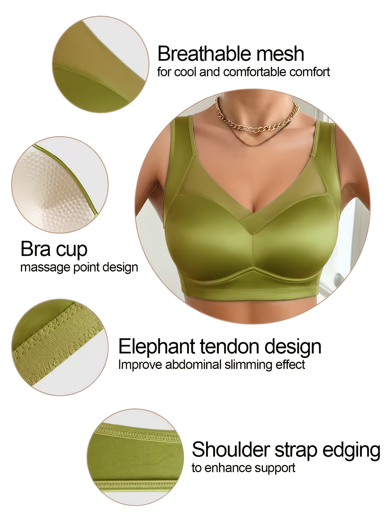 1pc High-quality Satin Fabric Women'S Bra | Wireless, Front Buckle Design, Strong Support, Comfortable Gather, Suitable for Daily and Formal Wear, Non-removable Padding