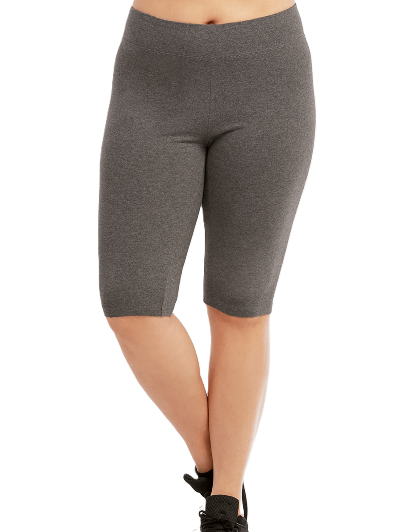 LADIES PLUS SIZE COTTON LEGGING SHORTS 21 INCH OUTSEAM, KNEE LENGTH