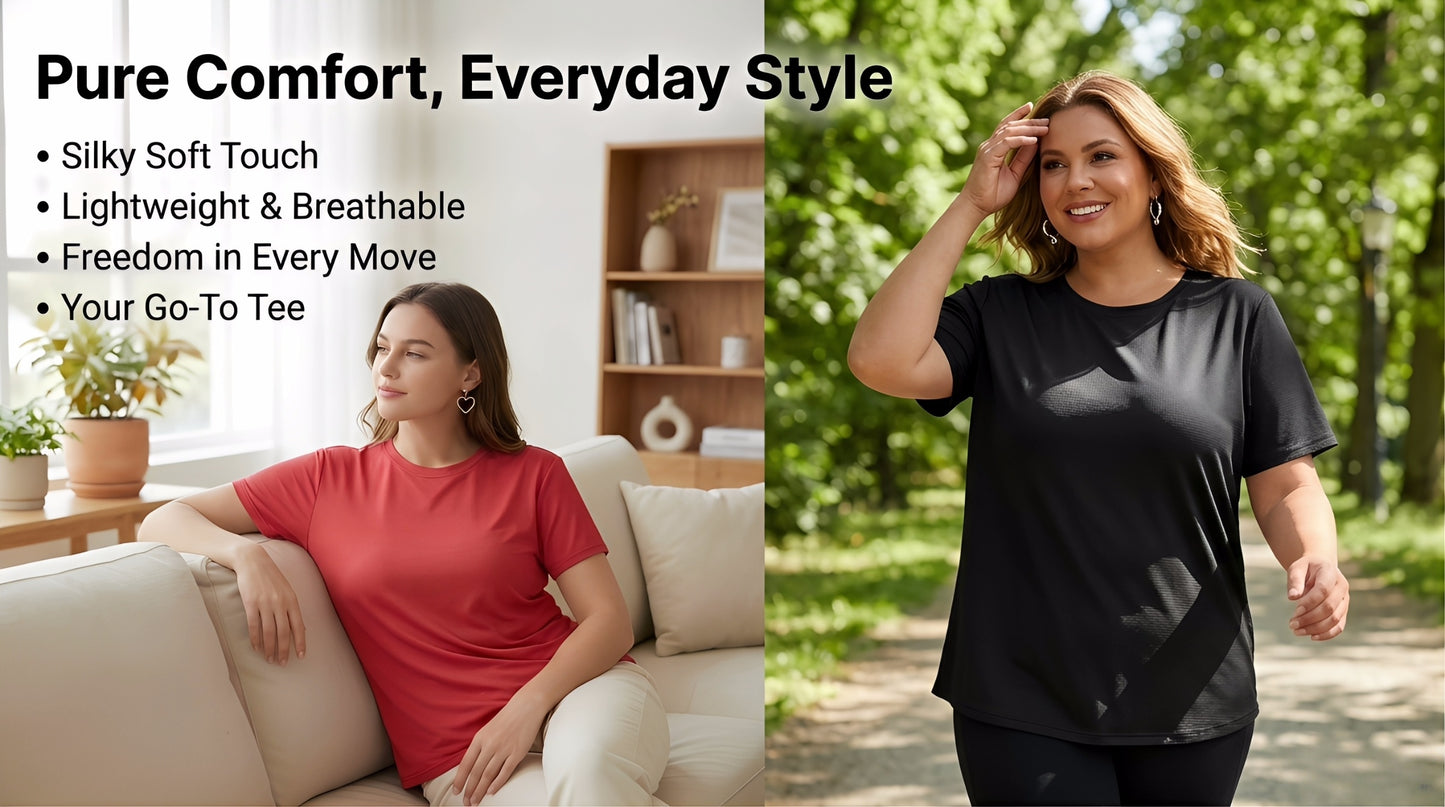 6pcs Random Women's Crew Neck T-shirt, A Versatile And Casual Short-sleeved Top, Breathable And Quick-drying, Suitable for Multiple Scenarios Such As Fitness, Shopping, Dating, Daily Commuting, Etc., An Essential Summer Top Item
