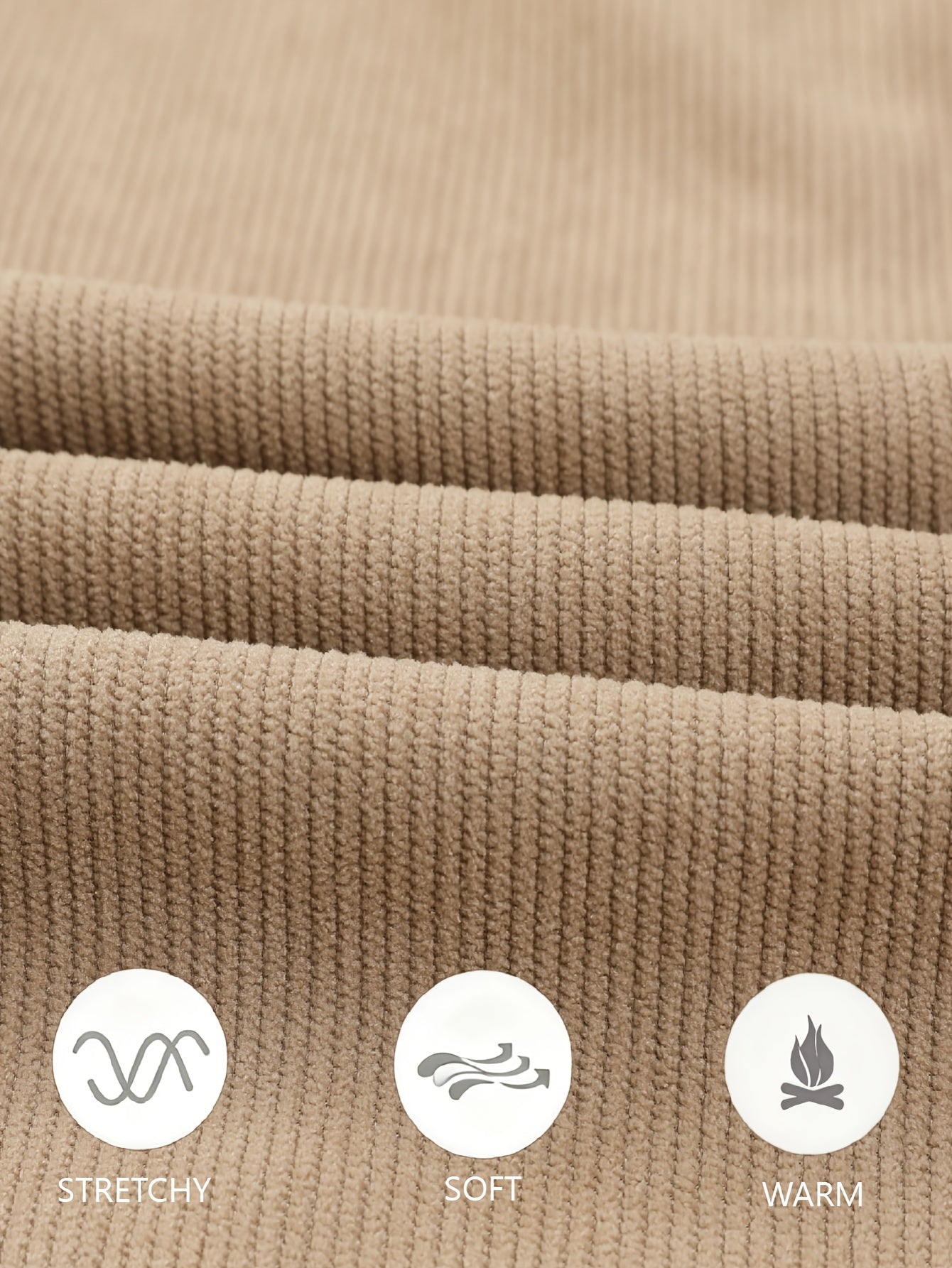Men'S Solid Corduroy Straight Pants, Retro Pocket And Drawstring Waist, Breathable All-Season Trousers, Casual Daily And Workwear, Machine Washable, Comfortable Straight Fit Pants for Daily Activities