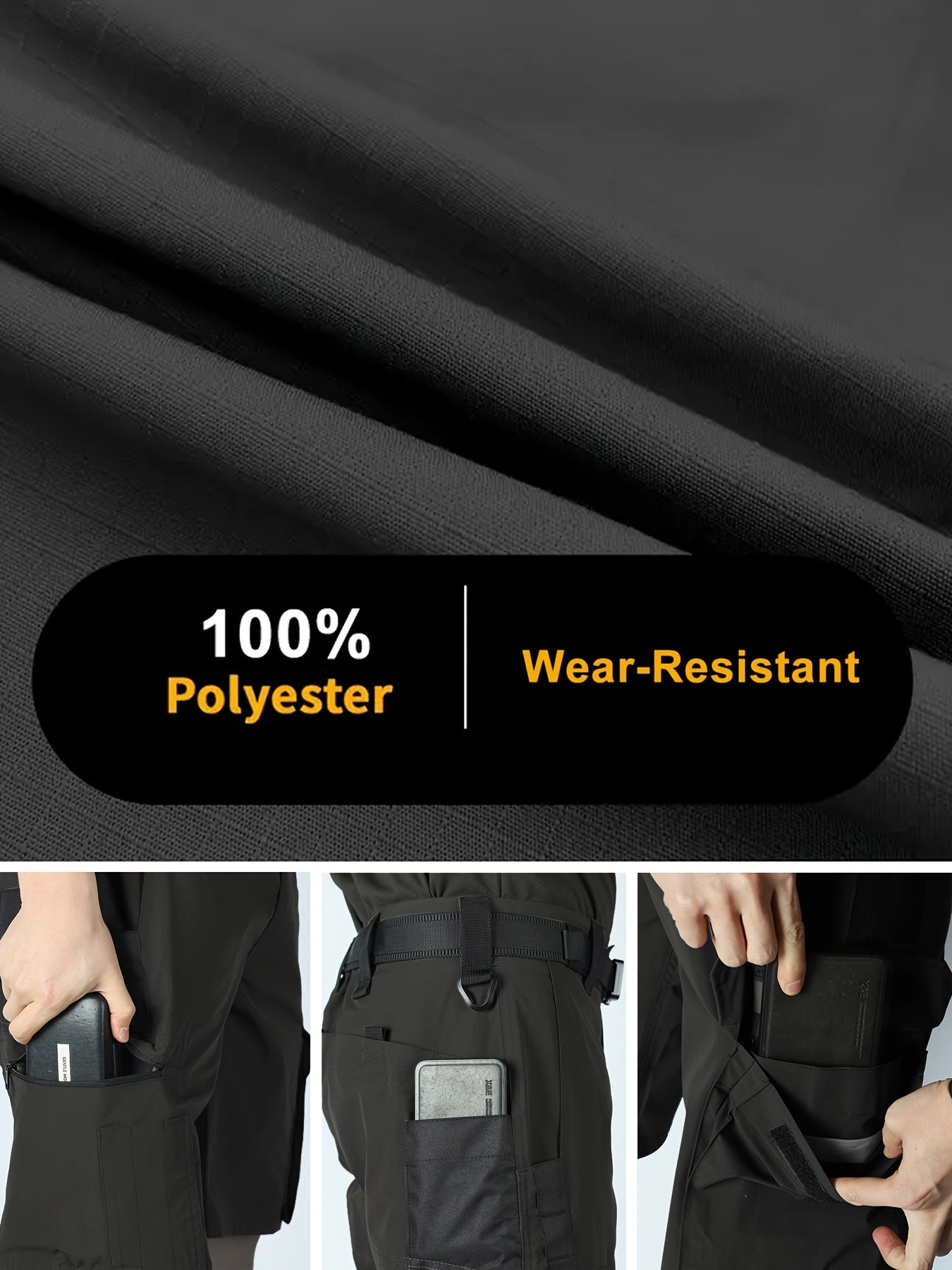 2 Pairs of Men's Tactical Cargo Pants, Outdoor Construction Hiking Multi-pocket Durable Casual Tactical Trousers | Adjustable Waistband | Hiking and Mountaineering Gear (waistband Not Included)