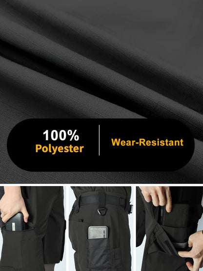 2 Pairs of Men's Tactical Cargo Pants, Outdoor Construction Hiking Multi-pocket Durable Casual Tactical Trousers | Adjustable Waistband | Hiking and Mountaineering Gear (waistband Not Included)