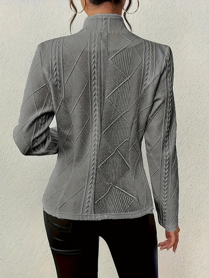 Lady'S Elegant Pink Jacket | Long Sleeves, Single Button, Textured Pattern | Machine Washable | Ideal Choice For Spring And Autumn | Fashionable Casual Coat, Autumn Jacket | Textured Coat | Fashionable Casual Wear