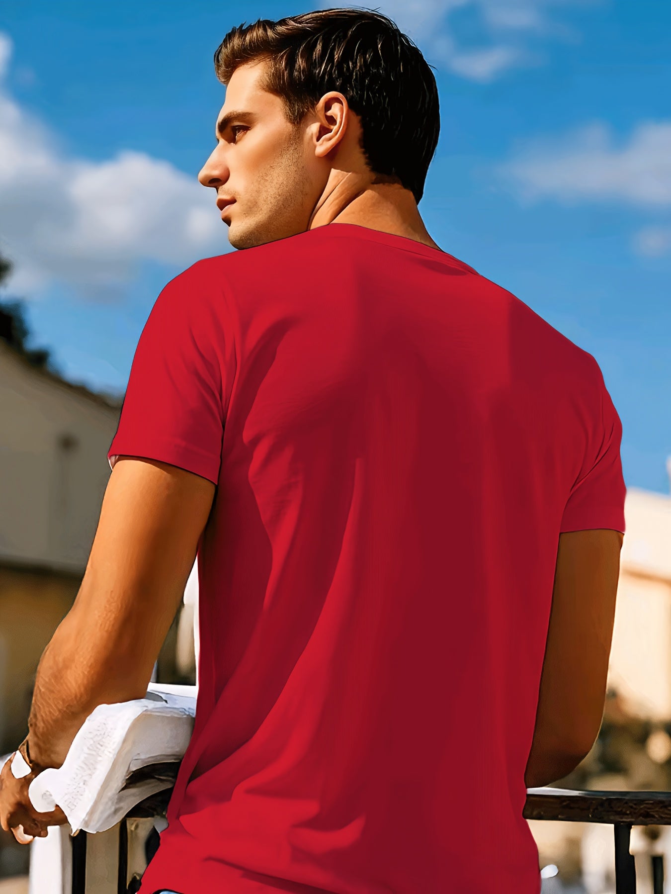 Women's Red Printed Short-Sleeve T-Shirt - product view 9