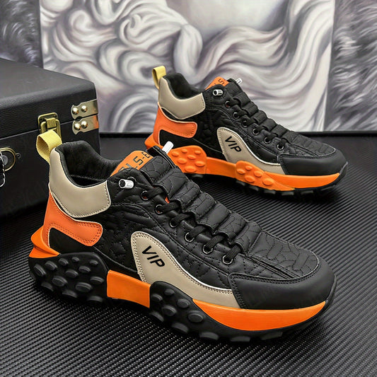 Men's Thick-Soled Slip-On/Daddy Shoes - Non-Slip Chunky Platform Sneakers Suitable for Casual Wear, Training & Year-Round Use - Low-Top Round Toe Comfortable Shoes with Enhanced Sole for Height Increase & Style ()
