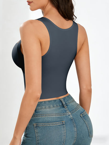 1pc EssElegance Wireless Sports Bra - Push-Up, Side Smoothing, High Stretch, Built-in Pads