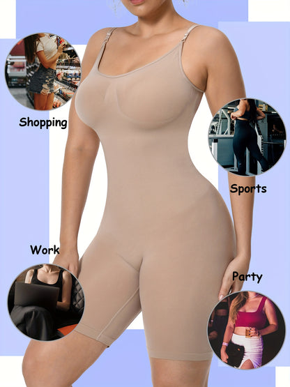2pcs Waist Trainer Bodysuit For Women Tummy Control Shapewear Round Neck Seamless Butt Lifter Full Body Shaper