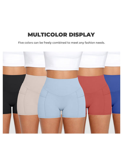1Pc Women'S High-Waist Stretchy Athletic Shorts, Breathable Compression Bike Yoga Workout Shorts