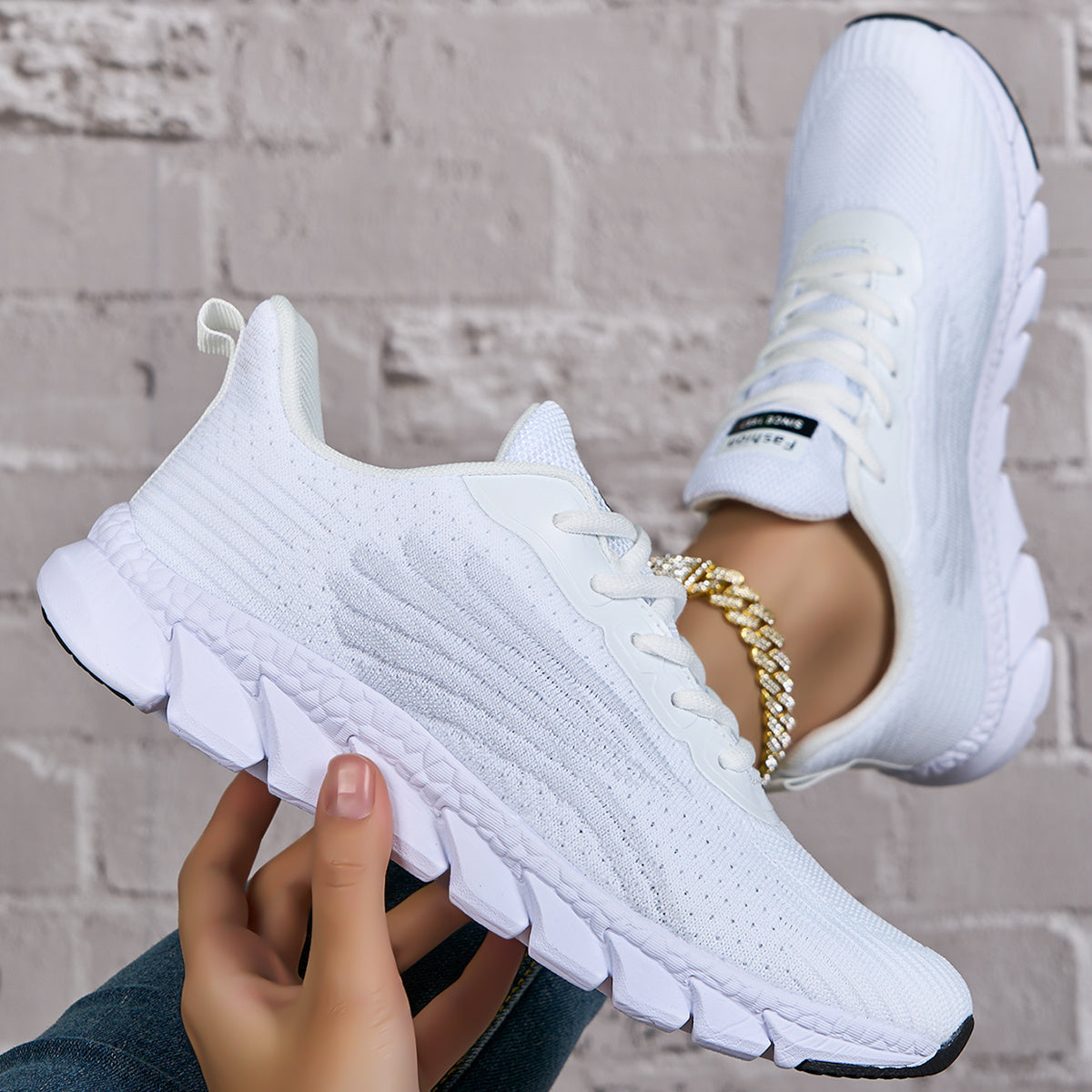 White Women's Lightweight Casual Sneakers for Womens Tennis Shoes Ankle Socks Shoes, Fitness Shoes Breathable Mesh Men's Walking Sneakers, Foam Runners Basketball Shoes, Lace-up Low-top Shoes Air Cushion Women, Women Shoes