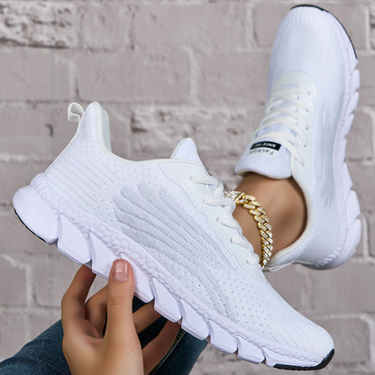 White Women's Lightweight Casual Sneakers for Womens Tennis Shoes Ankle Socks Shoes, Fitness Shoes Breathable Mesh Men's Walking Sneakers, Foam Runners Basketball Shoes, Lace-up Low-top Shoes Air Cushion Women, Women Shoes