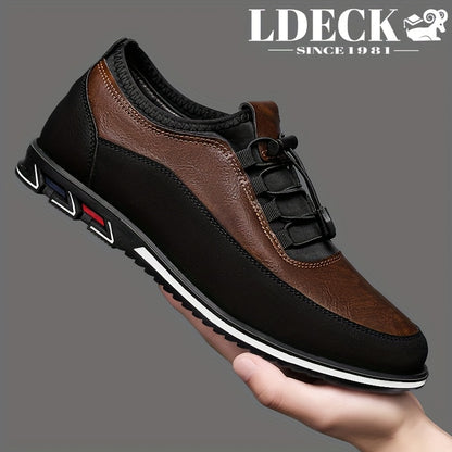 LDECK Mens Elastic Band Loafers Soft Lining For Comfortable Walking Durable Outsole Classic Modern Look Perfect Commuter Shoe Gift Choice