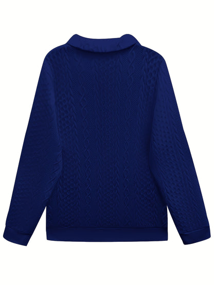 [Autumn Winter Solid Color Sweatshirt] New Fashionable And Elegant Autumn And Winter Solid Color Zipper Pocket Turnover Collar Women's Long Sleeve Sweatshirt