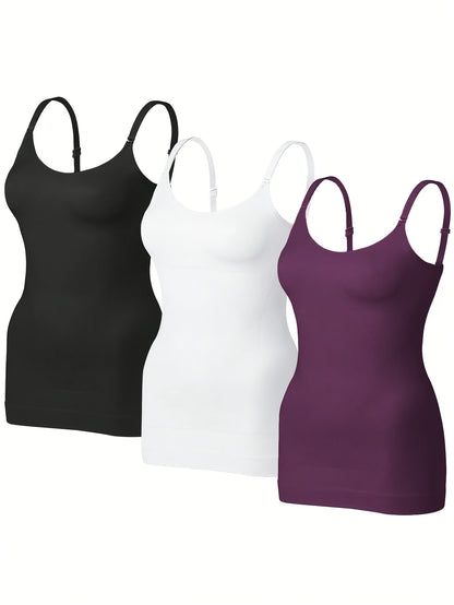 3pcs-Womens Shapewear for Women Tummy Control Tank Top Body Shaper Seamless Compression Camisole Tops, Suitable for Daily Outfits, Shopping, Dates, Parties, And Various Festival