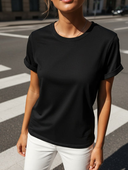 5-Item Collection 100% Crew Neck Cozy And Stylish T-Shirt - Gentle, Airy, Perfect for Gifting And Everyday Wear - Women'S Essential Apparel