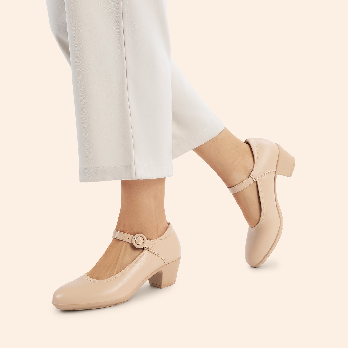 Women's Pumps Low Chunky Mary Jane Heels Closed Toe Comfortable Work Dress Shoes