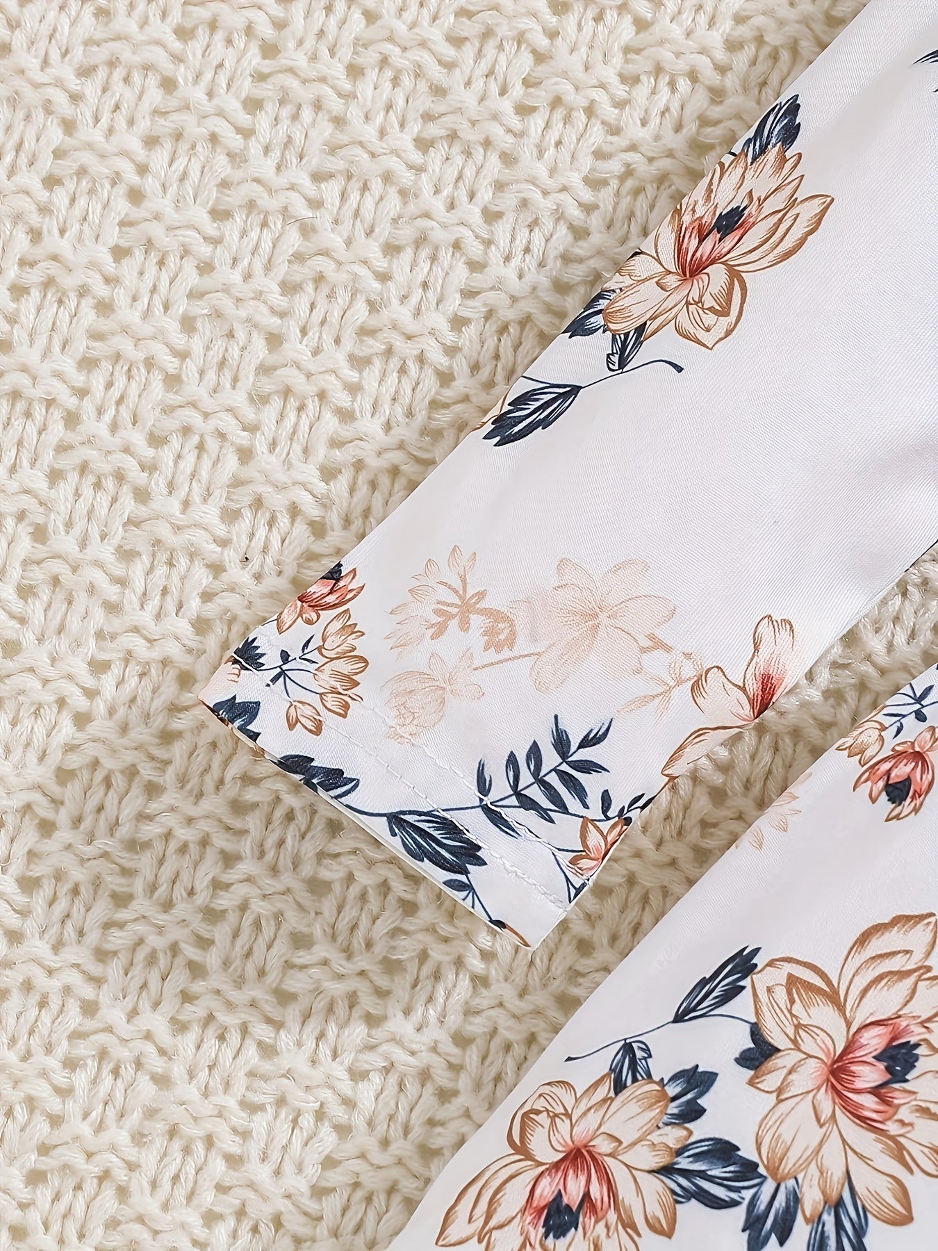 Girls' Rust Polyester Floral Printed Pants - product view 5