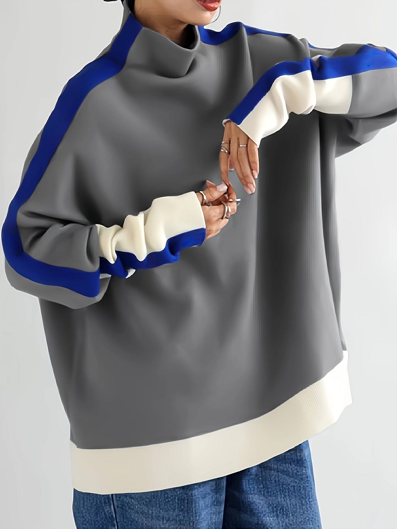 2024 New Autumn Women's Hoodies Sweatshirts Fashion High Neck Winter Long Sleeves Loose Casual Pullovers Tops Female