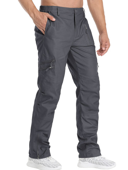 Men'S Cargo Pants /Spandex Scratch-Resistant Outdoor Training Trousers Lightweight with 9 Utility Pockets, Work Pants for Men Zippered Hem Design, Elastic Waistband for Daily Commuting, Office, And Outdoor Activities (Belt Not Included)