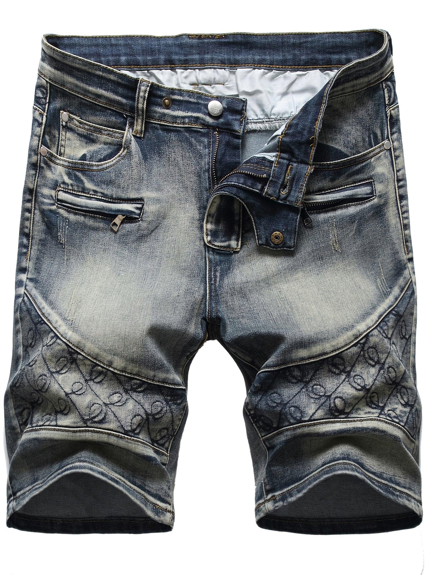 KEEVOOM Men'S Light Blue Washed Gradient Denim Shorts - Summer Casual Slim-Fit Shorts for Outdoor Sports & Trendy Daily Outfits