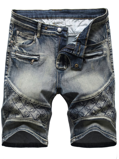 KEEVOOM Men'S Light Blue Washed Gradient Denim Shorts - Summer Casual Slim-Fit Shorts for Outdoor Sports & Trendy Daily Outfits