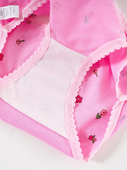 Random 8pcs: Cute Floral Printed Tri-Shorts for Little Girls - Soft, Stretchy, And Perfect for All Seasons