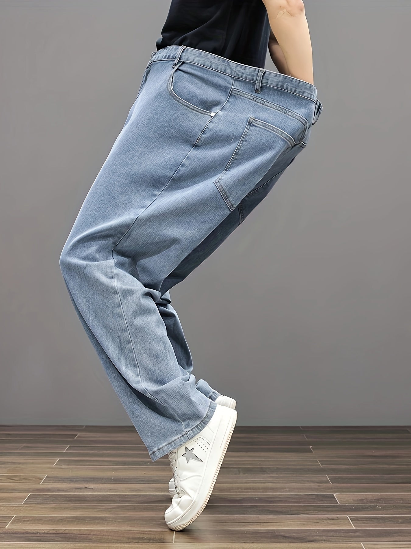 Plus Size Men's Soft & Comfy Jeans - Casual Loose Fit Denim Pants with Pockets, Stretch Rayon Blend for Fall/Winter, PLUS SIZE