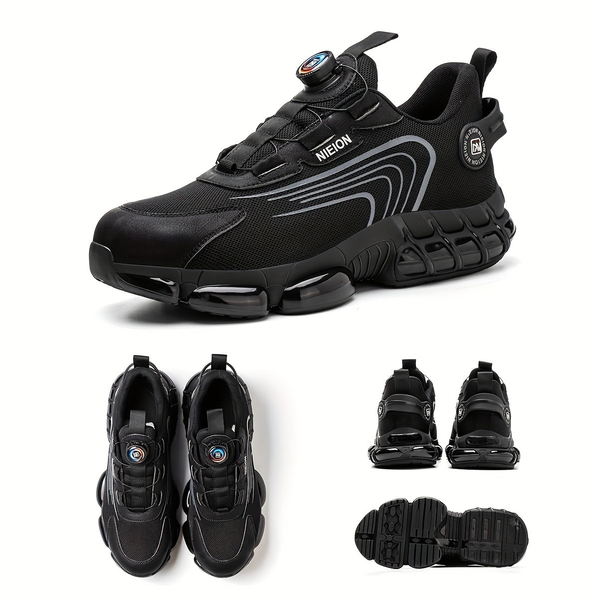 Safety Shoes, Tennis Shoes, Steel Toe Caps, Anti Smash And Anti Puncture, Breathable Mesh Surface, Air Cushioned Sole for Comfortable Wear Resistance, Rotating Button Design, Men's Safety Shoes, Women's Safety Shoes, Construction Site Work Shoes