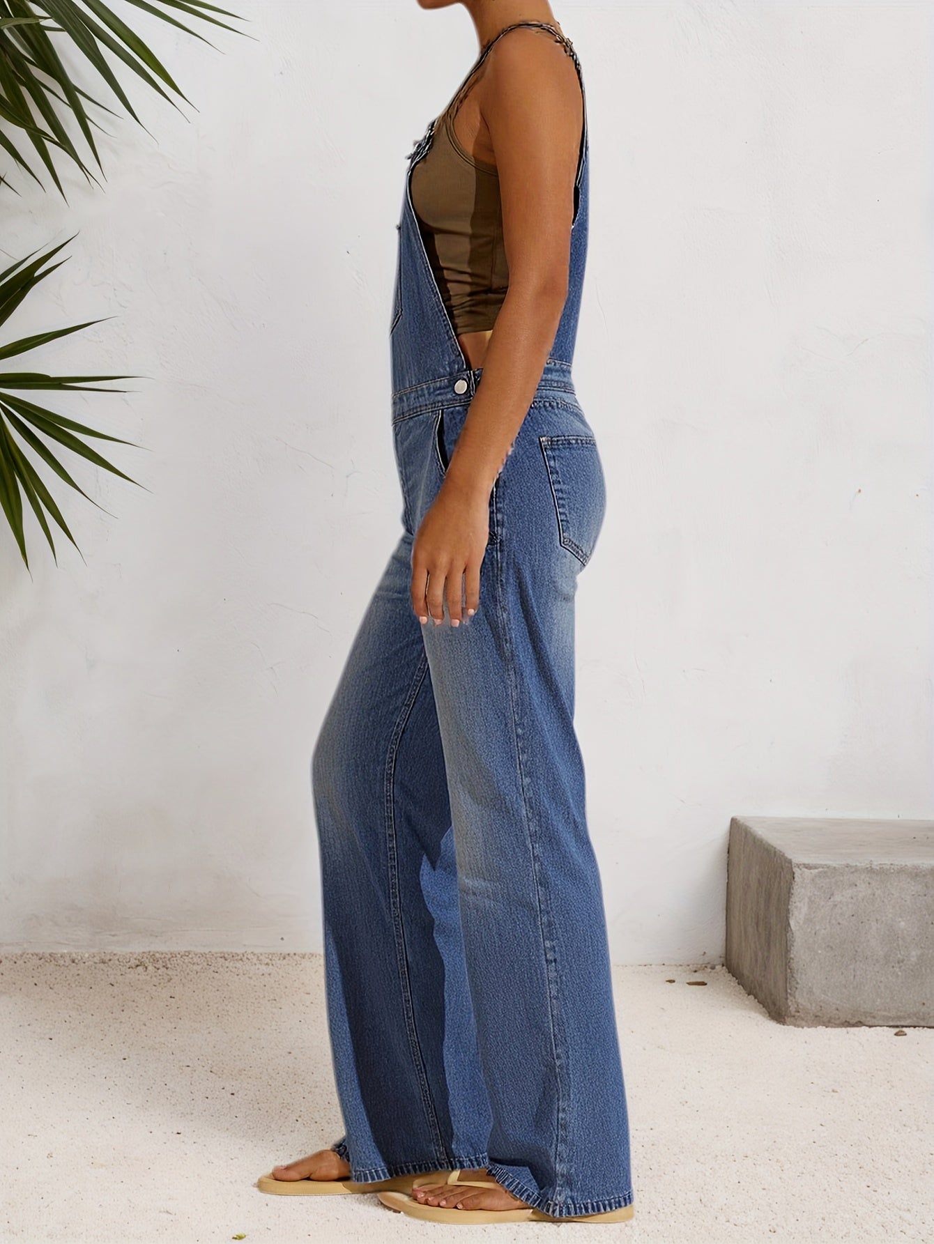 [Denim Overalls Set] Women's Denim Overalls Set - Non-Elastic Mid-Calf Long Style, Functional Pocket Design - Party Casual Wear, Versatile for Daily Use - Easy-To-Care Denim Clothing, Spring Fashion, Trendy Women, Four-Season Style, High-Quality Sewing, F