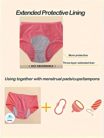4pcs - Women's Leak-Proof Physiological Underwear High Waist Mesh Breathable Menstrual Underwear Three-Layer Widened Leak-Proof Layer Briefs High Waist Tummy Underwear Women