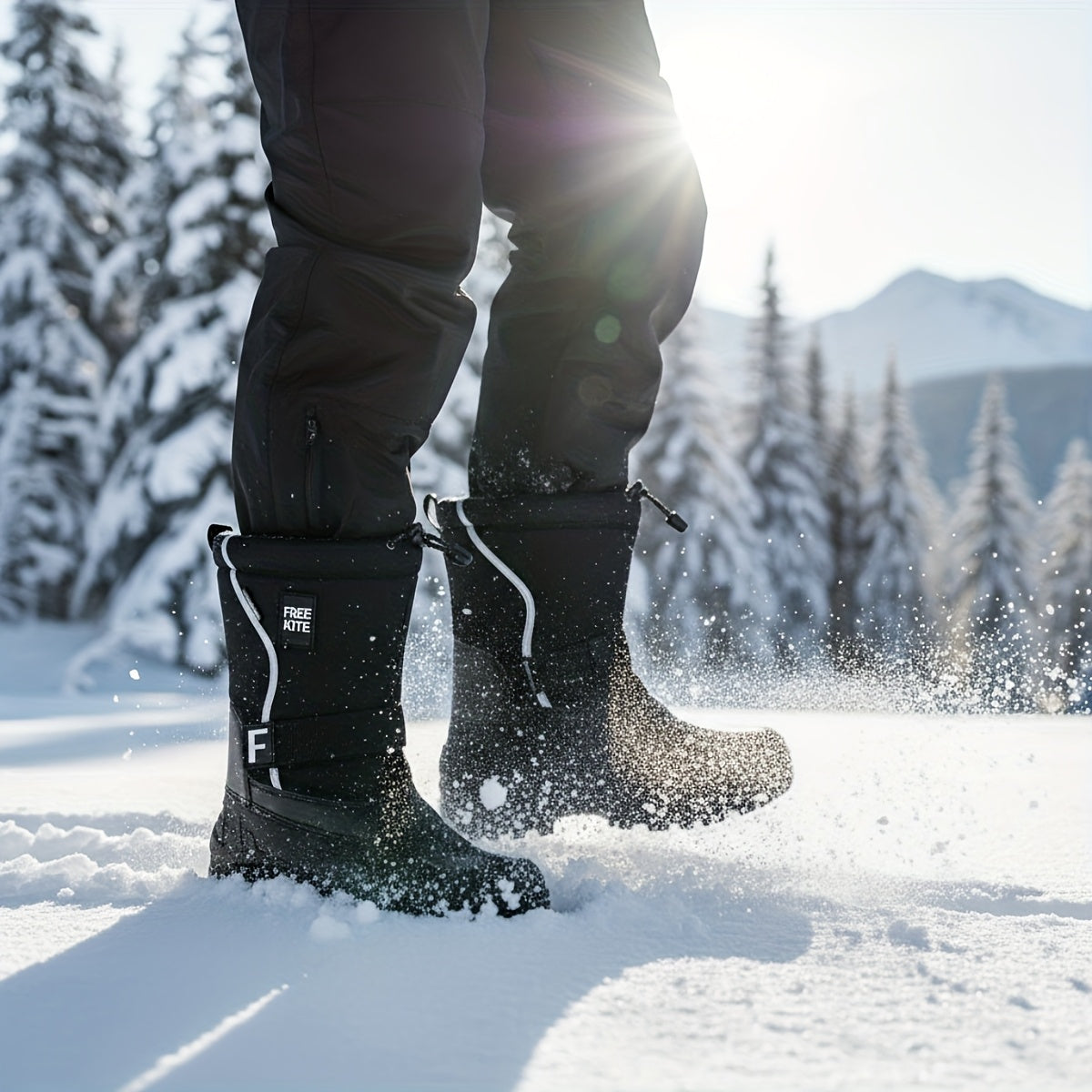Men's Windproof Winter Snow Boots -Lightweight, Removable Thermal Lining, Adjustable Hook-and-Loop Closure, Anti-Slip Rubber Sole, Ideal for Snow, Skiing, Hiking, And Camping (Easy On/Off)