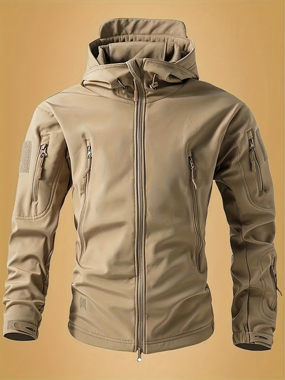 Winter-Ready High-Performance Jacket Men'S Jacket 7 Pockets Nondetachable Hood Performance Lined Soft Shell Winter Coats Windproof, Breathable Great for Camping, Fishing, Skiing Activities And Other Outdoor Activities