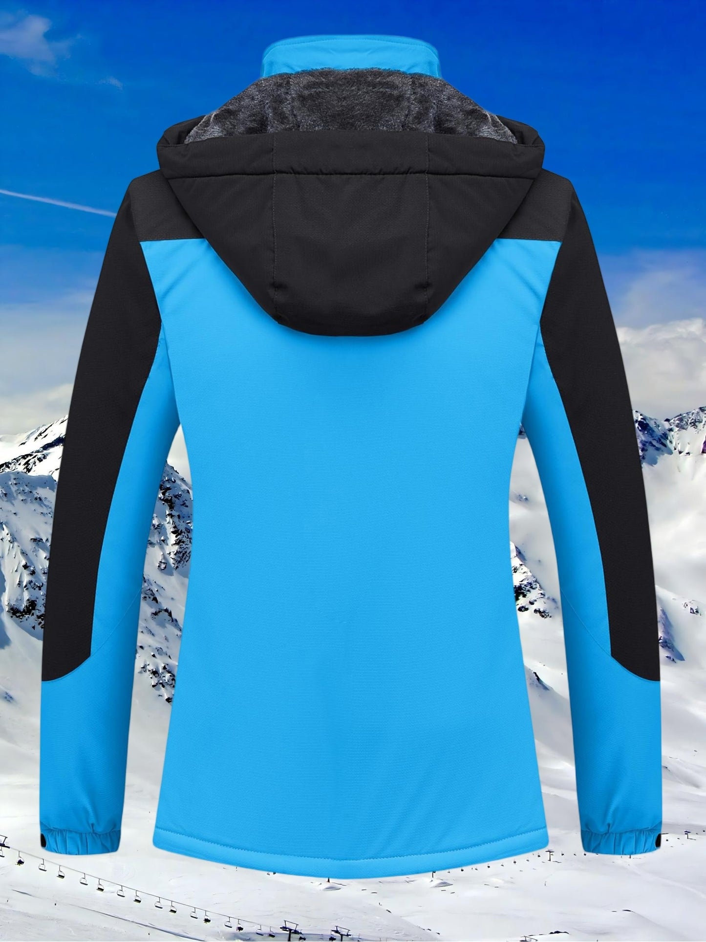 [Winter Jacket for Women]Women'S Ski Snowboard Jacket Thermal Fleece Insulated Snow Jacket Casual Work Jacket Coat Windbreaker Parka 4 Pockets Camping Snow Jacket Warm Winter Hiking Fleece Lined Jacket