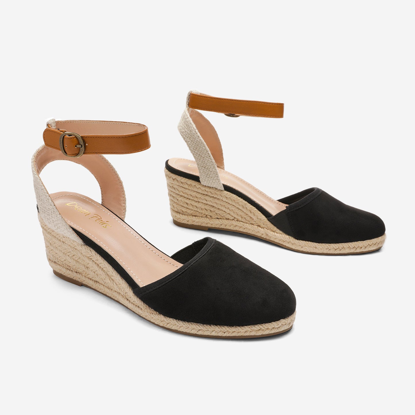 Women's Ankle Strap Closed Toe Espadrille Wedge Heels Sandals, Versatile and Stylish for weddings, shopping, dating, with wrap dresses, jeans, skirts, shorts, jumpsuits, for formal or casual occasions