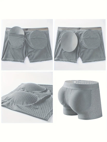 New Men'S Boxers Featuring Butt Pads, Made from Breathable Mesh, Designed for Comfort And Elasticity, Perfect for Lounging at for home
