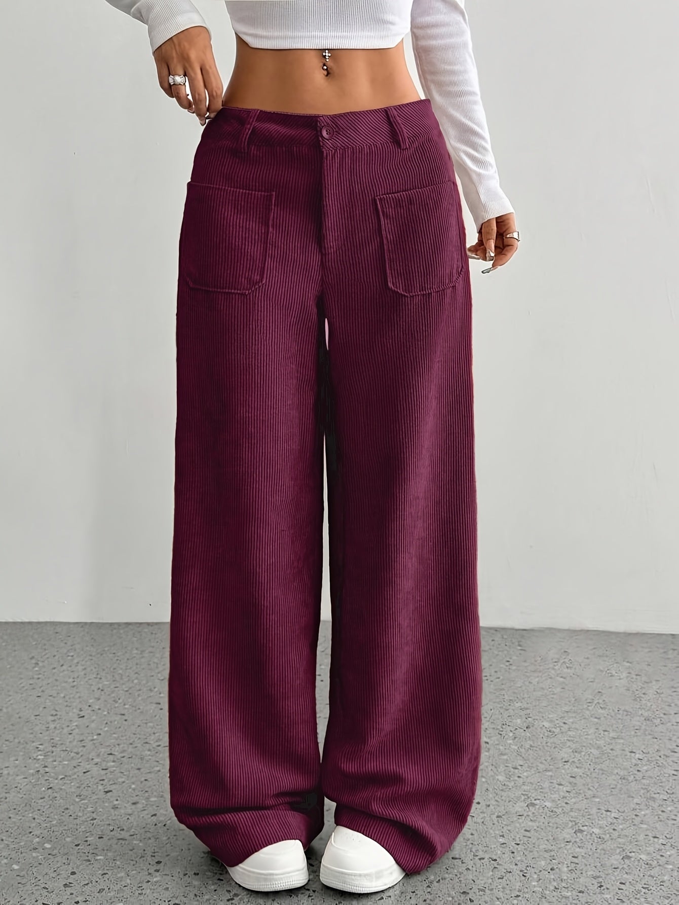 2025 New Explosive Product Chic Straight Pants with Pockets in Solid Color - Casual And Comfortable, Women'S Machine Washable