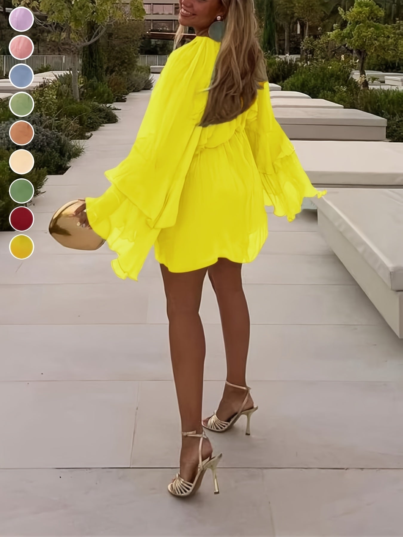 Chic Elegant Women'S Chiffon Layered Ruffle Loose Dress | Spring Summer Casual Vacation