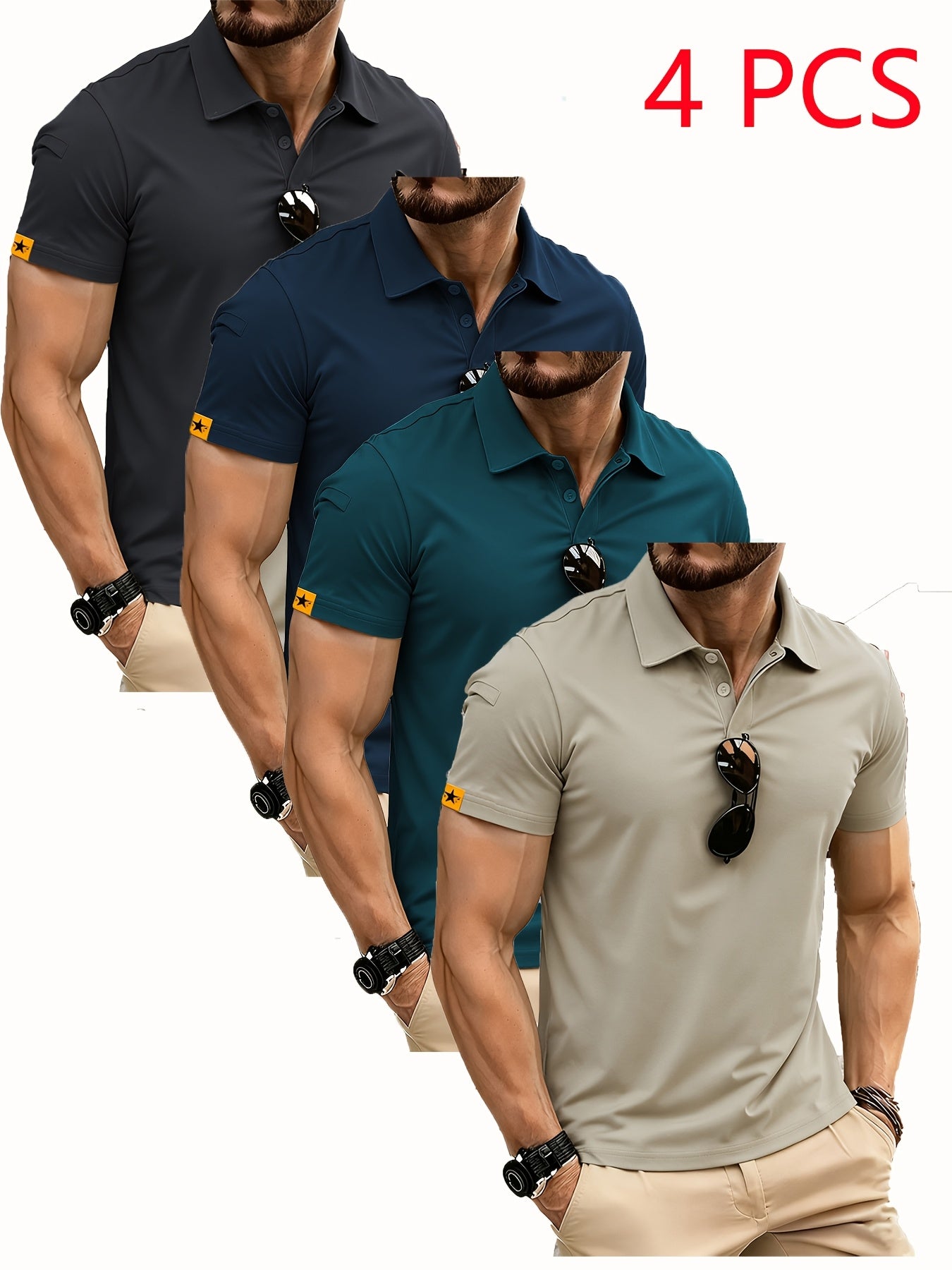 Men's Blue Navy Green Red Polyester Short-Sleeve T-Shirt - product view 21