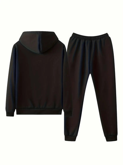 Men's Classic Retro Sports Set, -Lined Full-Zip Hoodie and Jogging Pants, Outdoor Fitness Warmth, Thickened for All Winter