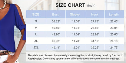 Women's Cold Shoulder Tops Short Sleeve V-Neck Casual Loose Cutout Summer Fashion Tshirts Blouse Shirts