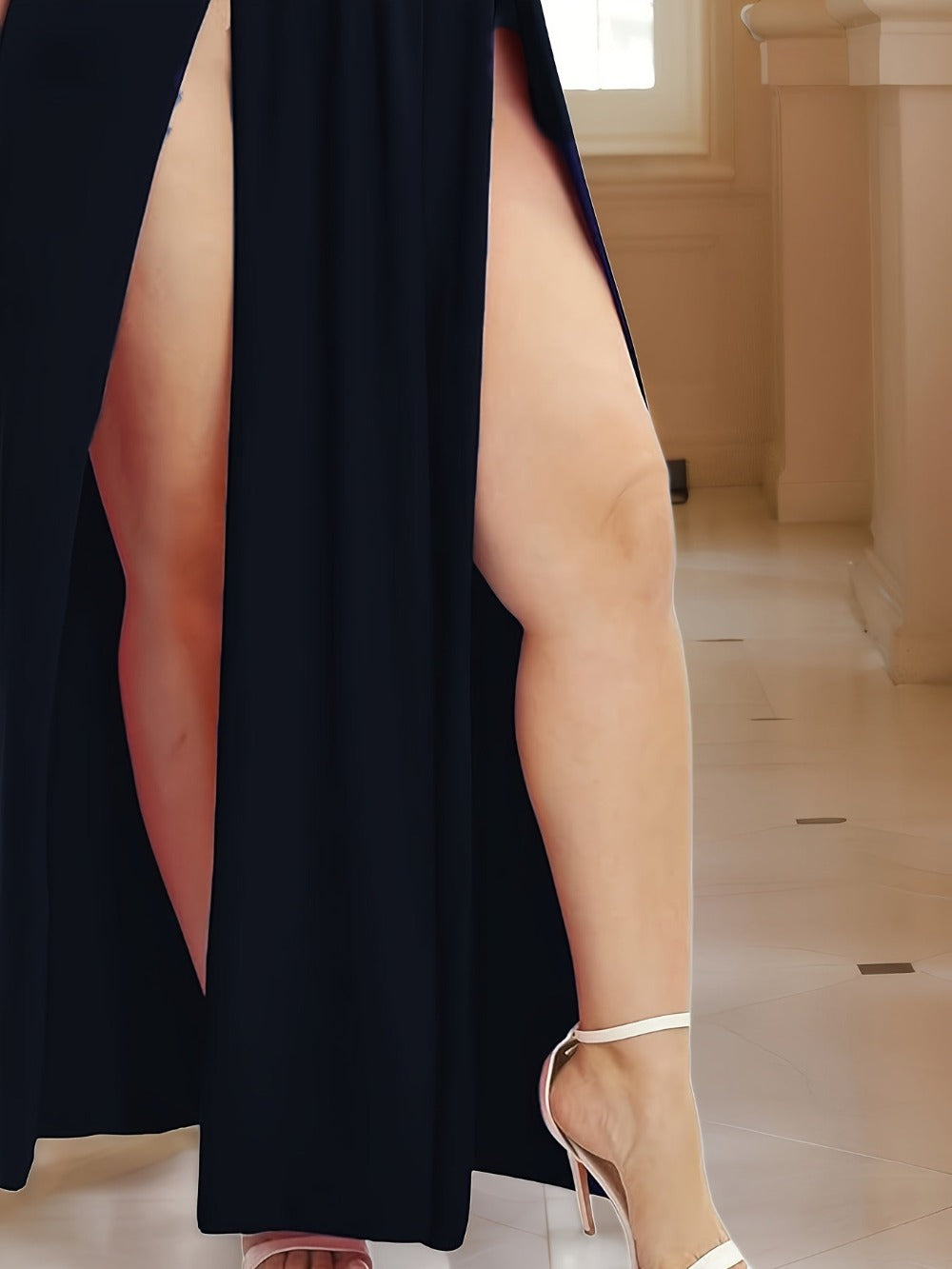 Women's Solid V-Neck Maxi Cocktail Dress - Sleeveless Party Ready