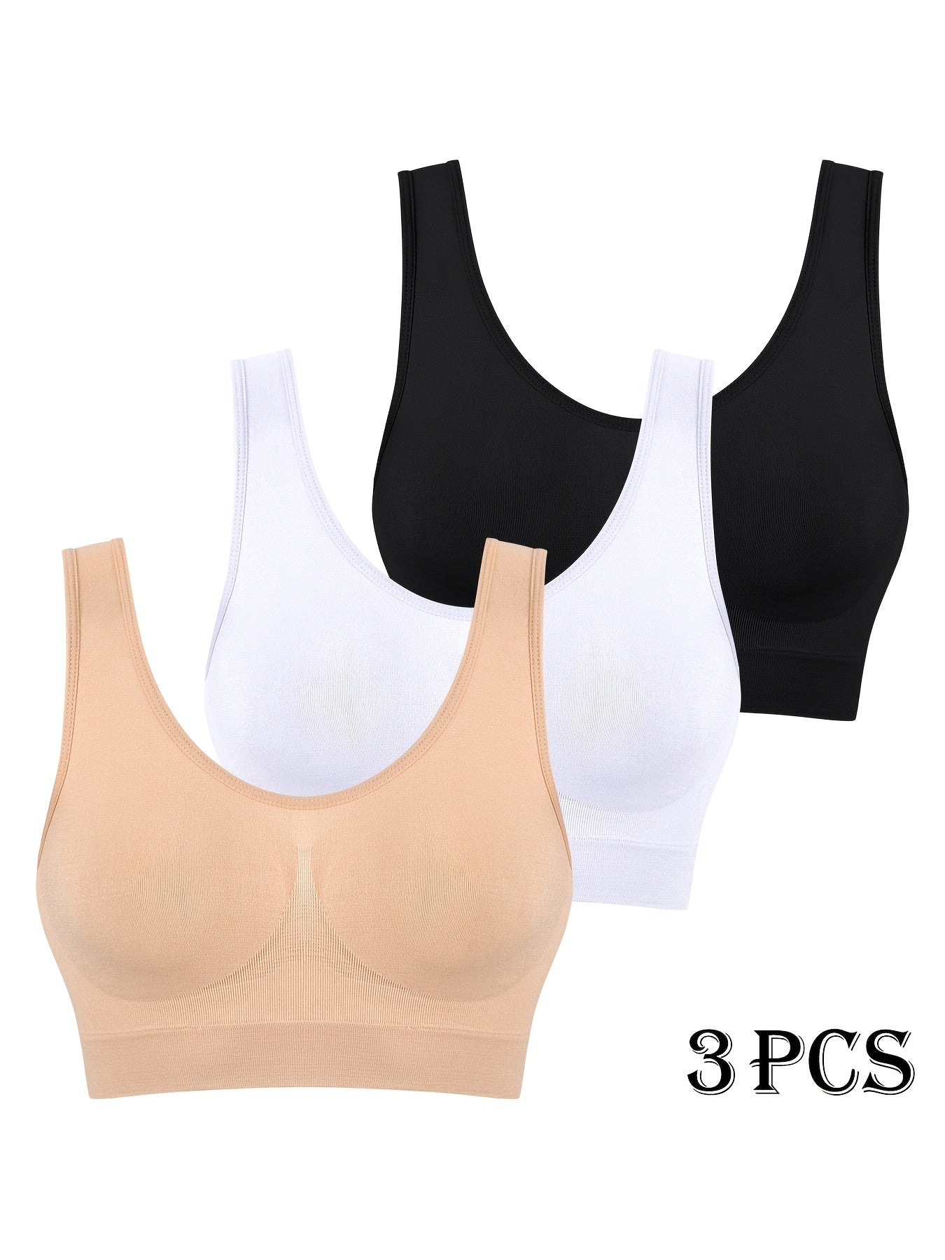 3pcs Set Of Women'S Sports Bra, Seamless, Breathable, Lightweight Without Chest Pads, Vest Underwear, Yoga Running Sports Bra