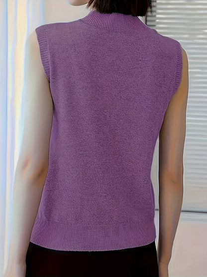 New Women's Vest Women Spring Summer Slim Ladies Short Solid Color All Matching Half High Neck with Sleeveless Top Festive Atmosphere Clothing