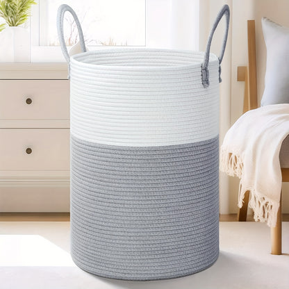 Collapsible Laundry Basket, Woven Rope Laundry Hamper, 12.15gal/15.85gal/ 21.13gal/26.42gal Laundry Bag For Decor Storage Of Dirty Clothes, And Blankets In Bathroom, Room And Living Room