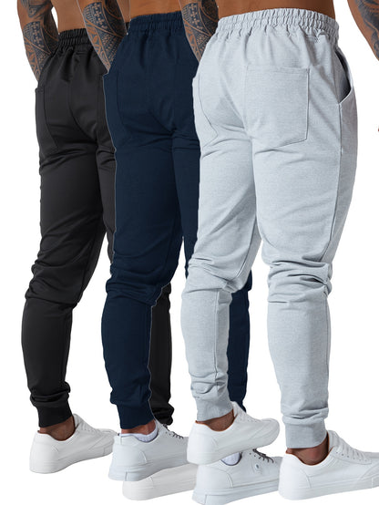 Set of 3 Men'S Athletic Joggers, Stylish Sweatpants for Sports